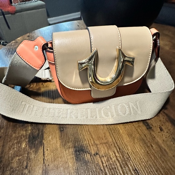 True Religion Tan and Orange Crossbody Bag with Structured Design - Picture 2 of 6